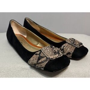POETIC LICENCE London High Society Ballet Flats Shoes 6.5 Square Toe‎ Snakeskin